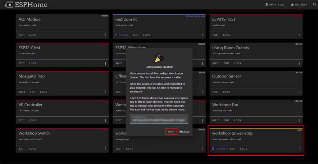 ESPHome Dashboard