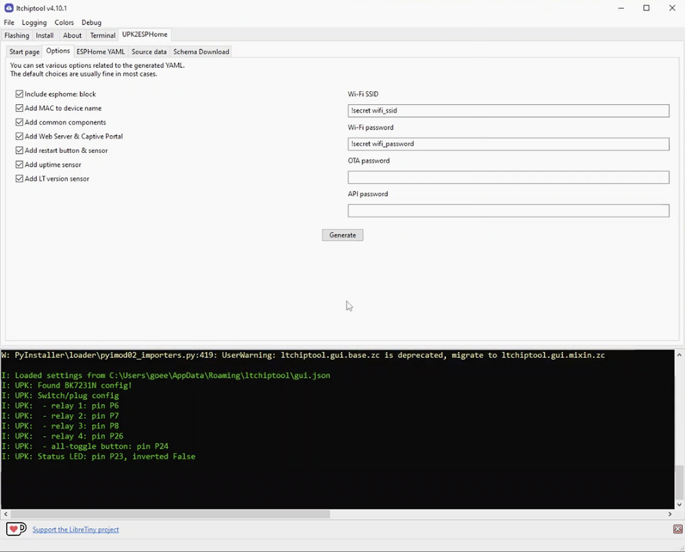 Use Itchiptool to generate ESPHome YAML